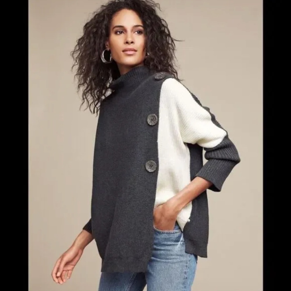 Neon Buddha Two-Tone Gray and Cream Sweater